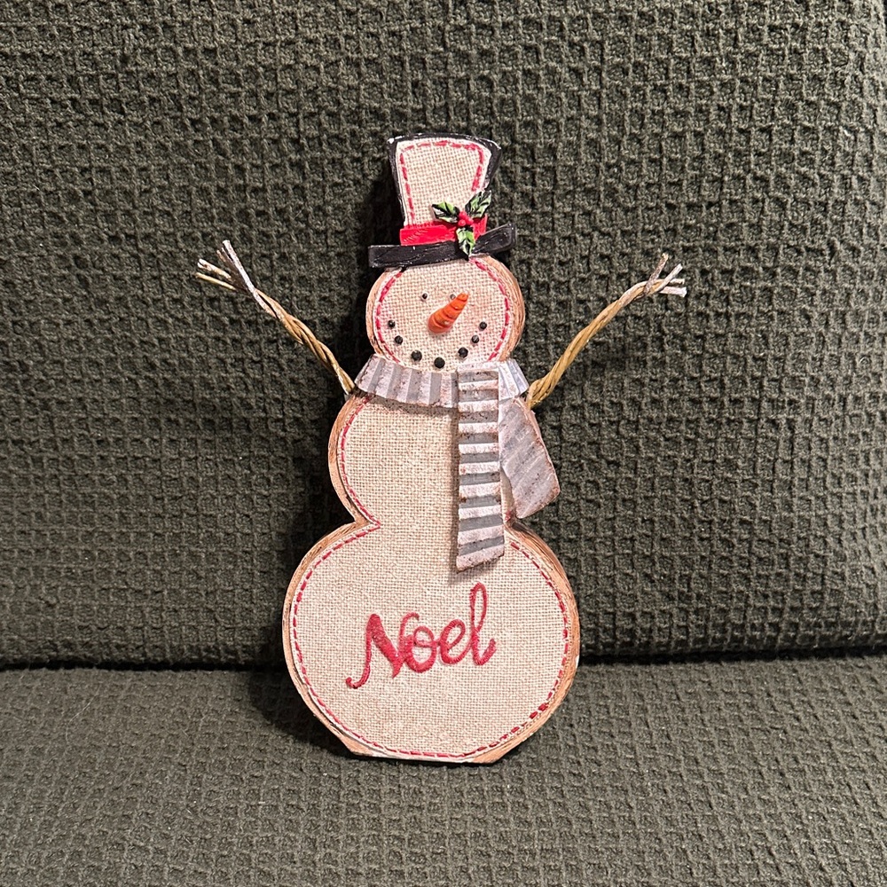 Festive Snowman Decoration with Red Accents